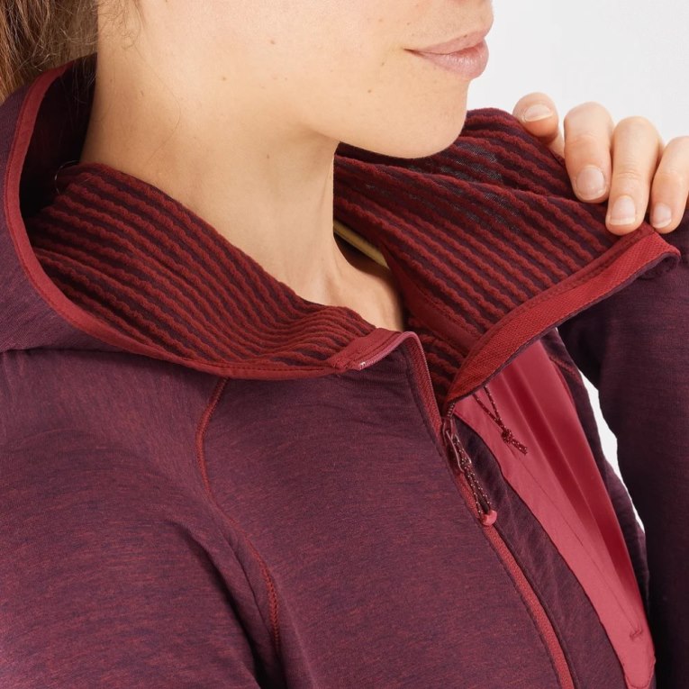 Burgundy Salomon Essential Lightwarm Hooded Women's Jackets | IE LV6159